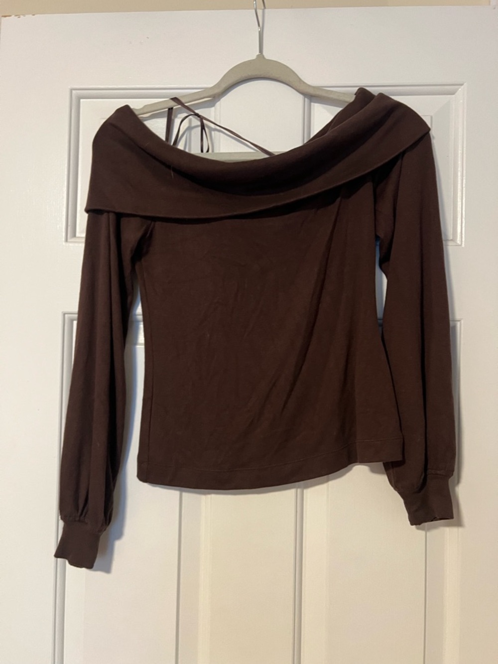Banana Republic Off-Shoulder Brown Long Sleeve Top